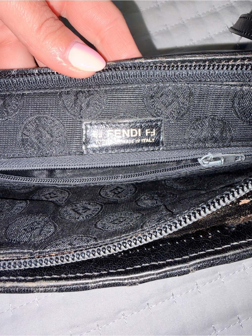 Fendi Black Jacquard Logo Interior Wallet